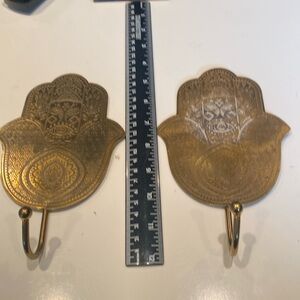 HAMSA Brass Hand Hooks, Set of 2